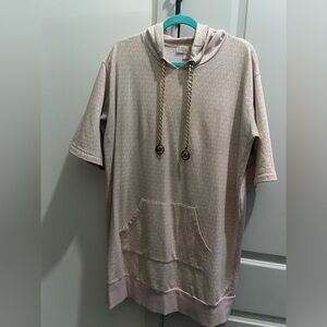 Michael Kors Light Pink Signature Hoodie Dress Size L